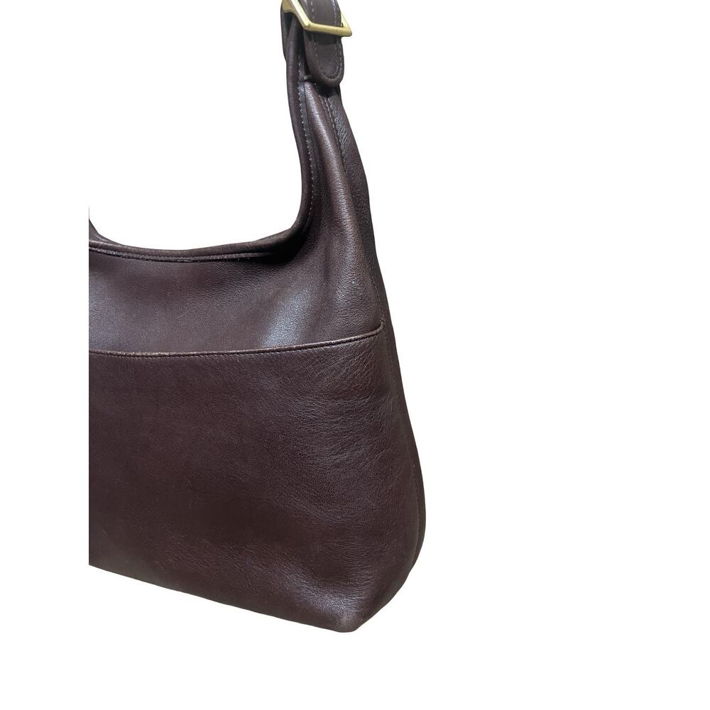 COACH VTG #9058 Legacy Leather Zip Top Hobo Shoulder Bag Dark Brown USA Brass - Picture 3 of 15